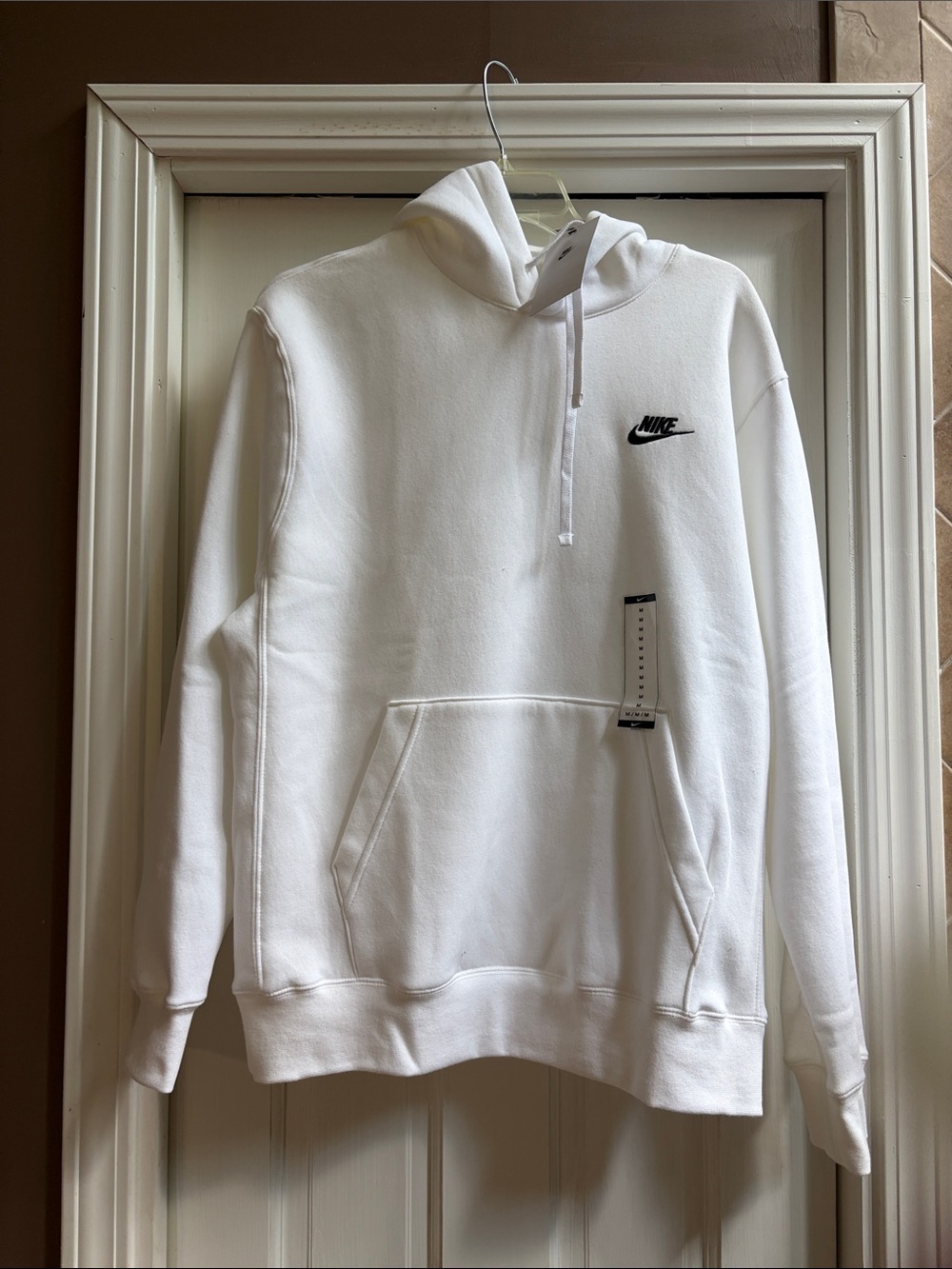 NWT Nike White Hoodie with Black Swoosh Logo
